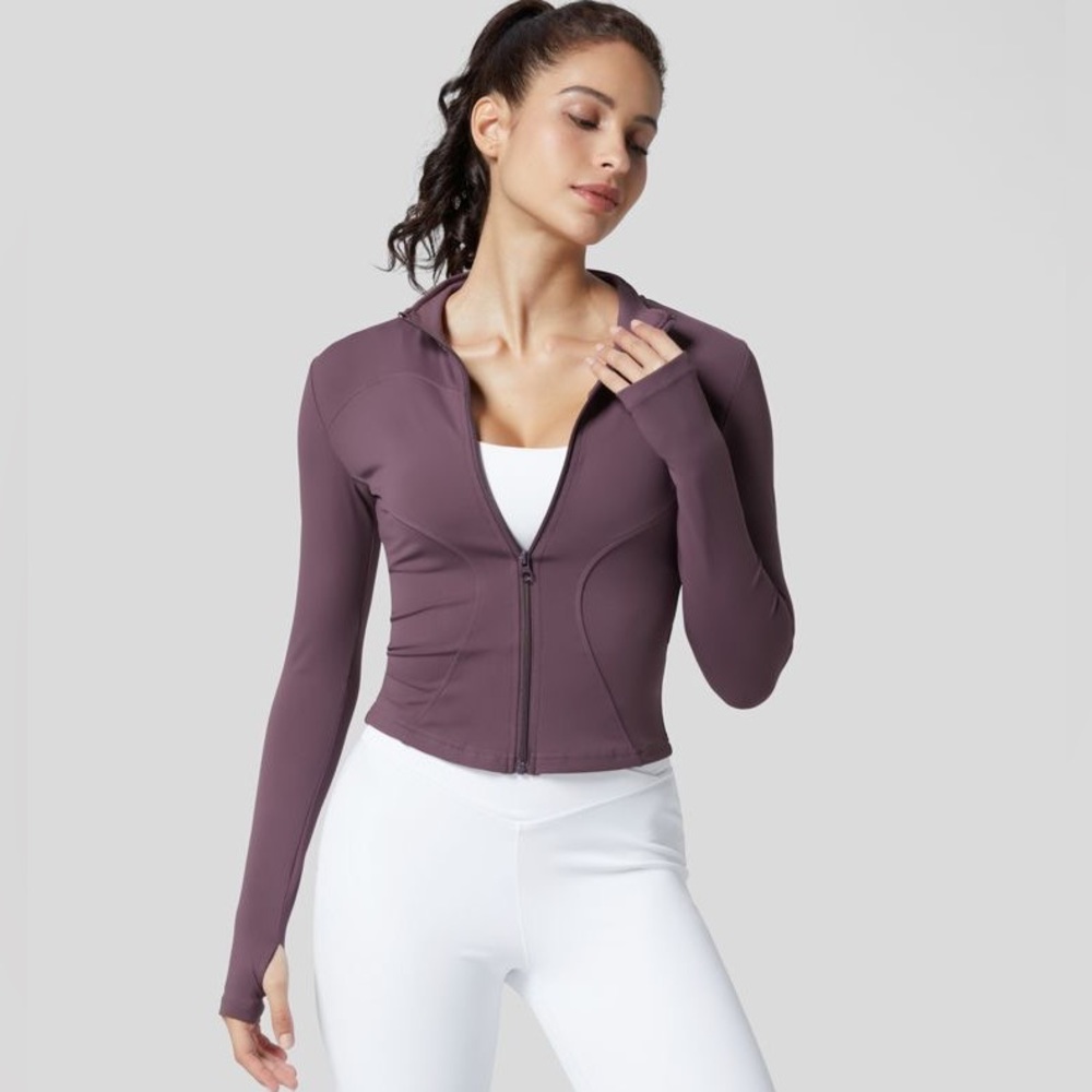NWT Halara Flow Pet Hair Resistant Collared Zipper Pocket Cropped Jacket XS